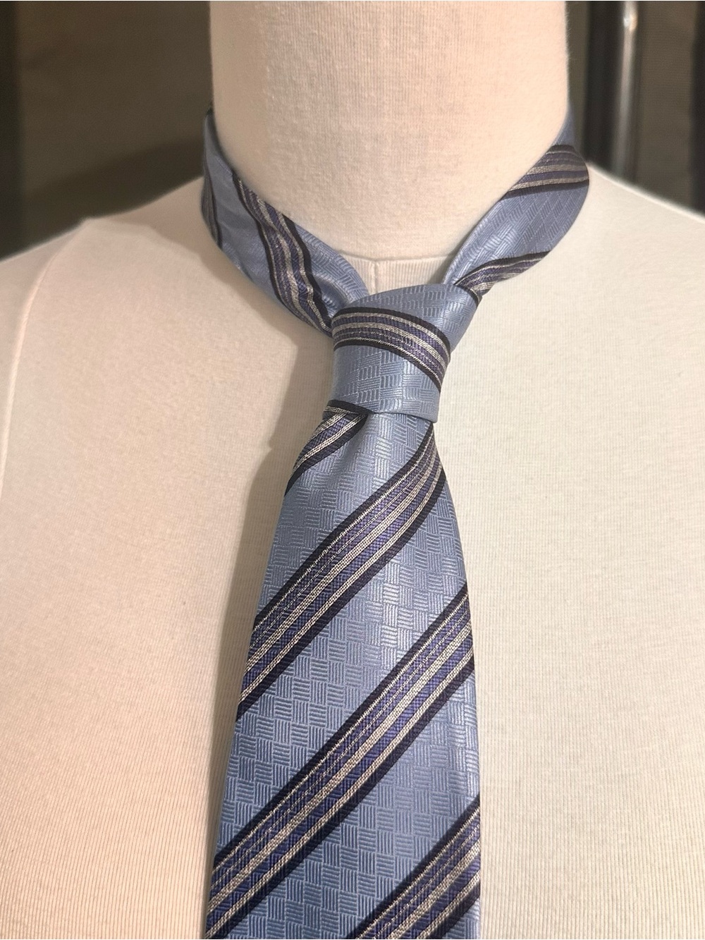 Classic Light Blue Striped Men’s Tie